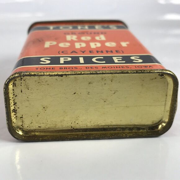 Tones Spice Tin Red Cayenne Pepper Tone Bros Des Moines VTG Advertising - Picture 10 of 10